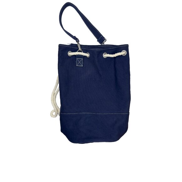 TIFFANY & CO VTG Oversize Sailor Nautical Navy Blue‎ Canvas Bucket Duffle Bag - Picture 4 of 9